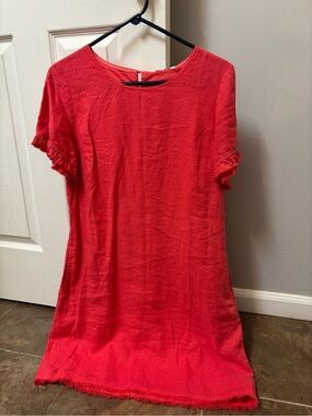 Tommy Bahama Coral-Red Short Sleeve Linen Tunic